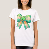St. Patrick's Day Clover Bow T-Shirt (Vorderseite)