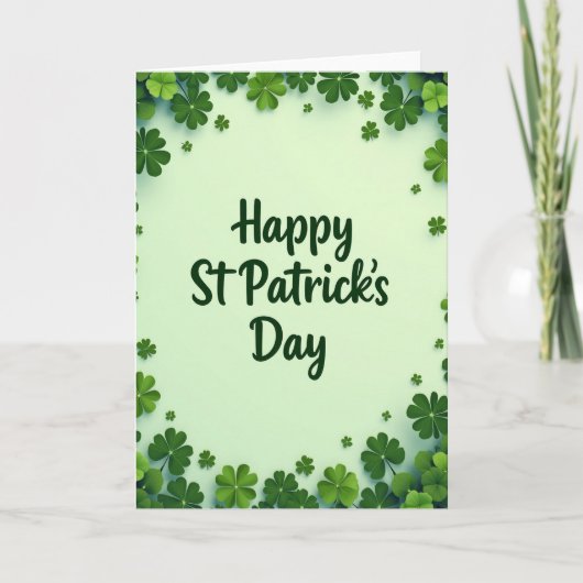 St Patricks Day Clover Card Karte (Vorderseite)