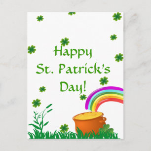 St. Patrick's Day Clover Golden Pot Postcard Postkarte