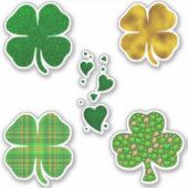St. Patrick's Day Clover Hearts Kleeblatt Aufkleber (Vorderseite)