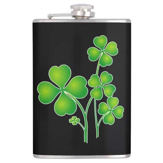 St. Patrick's Day Clover + Ihre Ideen Flachmann (Vorderseite)