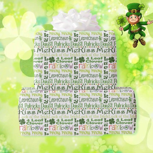 St Patrick's Day Clover Kleeblatt Geschenk Geschenkpapier
