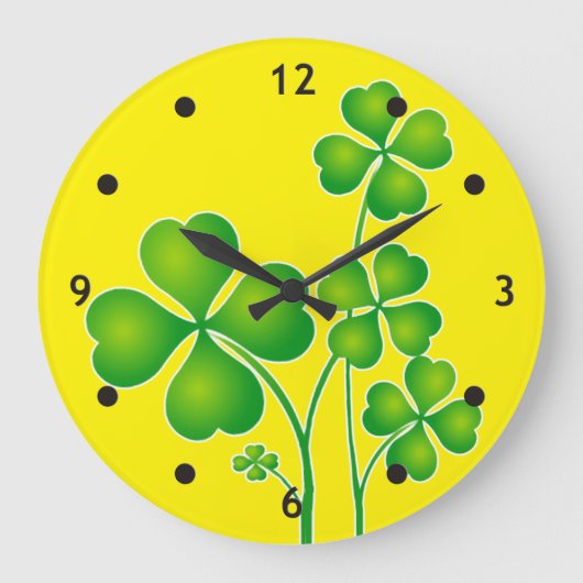St Patrick's Day Clover / Kleeblatts + Ihre Ideen Große Wanduhr (Vorderseite)
