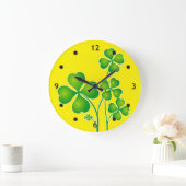 St Patrick's Day Clover / Kleeblatts + Ihre Ideen Große Wanduhr (Zuhause)