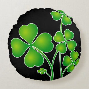 St. Patrick's Day Clover / Kleeblatts + Ihre Ideen Rundes Kissen