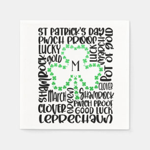 St. Patricks Day Clover Leaf Initial Serviette