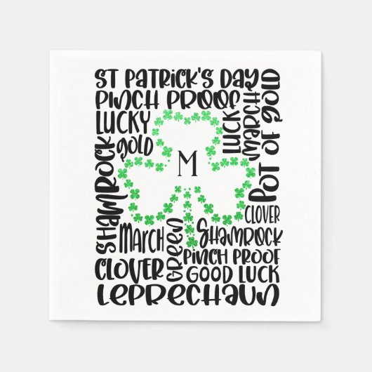 St. Patricks Day Clover Leaf Initial Serviette (Vorderseite)