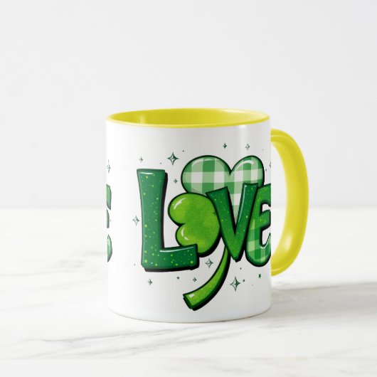 St. Patrick's Day Clover Liebe Charm Tasse (VorderseiteRechts)