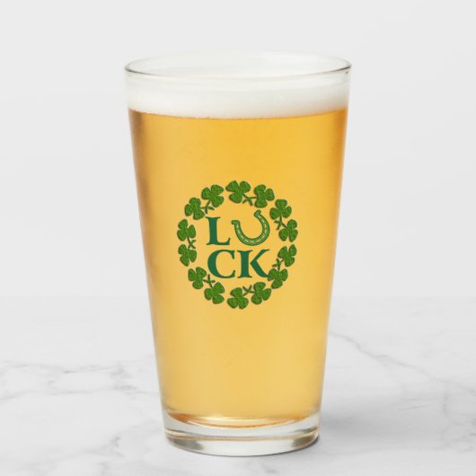 St. Patrick's Day Clover Lucky Horseshoe Beer Glas (Vorne (Gefüllt))