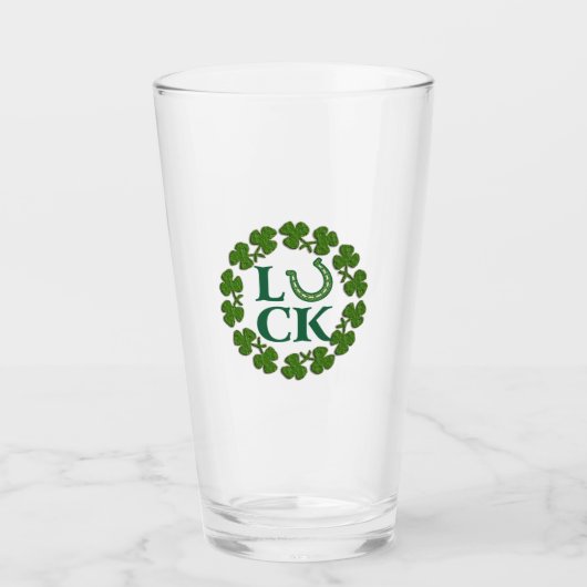 St. Patrick's Day Clover Lucky Horseshoe Beer Glas (Vorderseite)