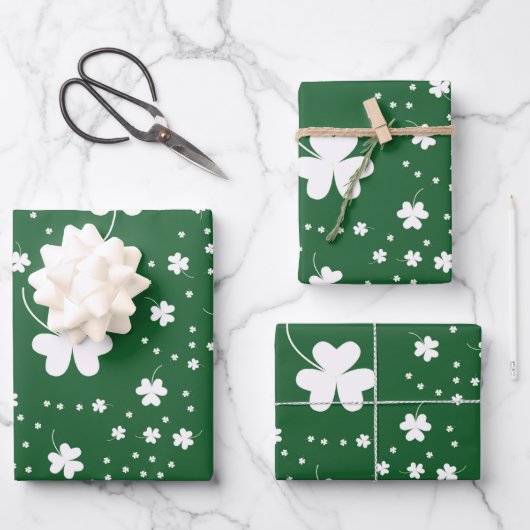 St Patrick's Day Clover Pattern Geschenkpapier Set (Vorderseite)