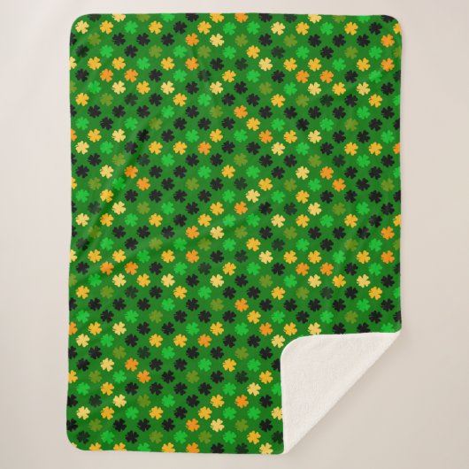 St. Patrick's Day Clover Pattern Sherpadecke (Vorderseite)