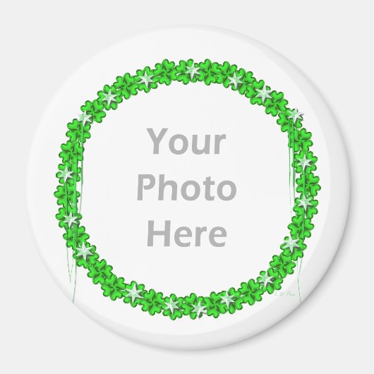 St. Patricks Day Clover Stars (Rundrahmen des Foto Magnet (Vorne)