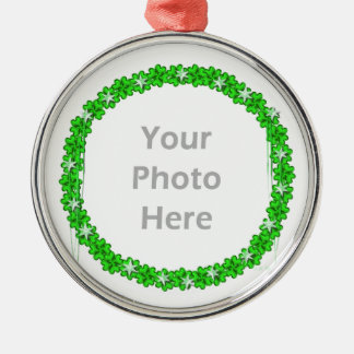 St. Patricks Day Clover Stars (Rundrahmen des Foto Silbernes Ornament