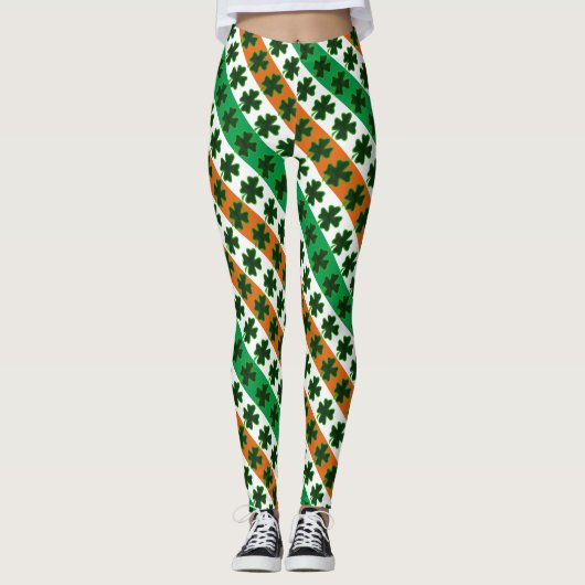 St. Patrick's Day Clover Streifen Leggings (Vorderseite)