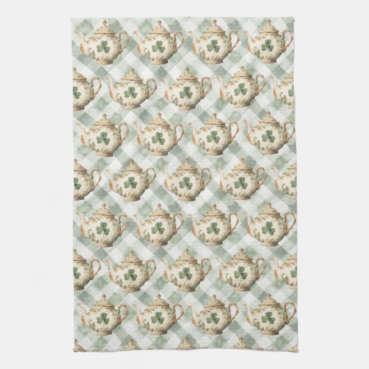  St Patrick's Day Clover Tea Pot Geschirrtuch (Vertikal)