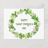 St. Patricks Day Clover Watercolor Kreath Postkarte (Vorderseite)
