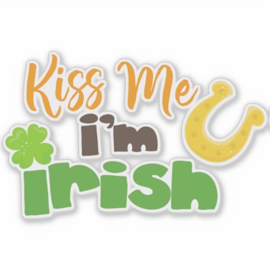 St. Patrick's Day, Clovers, Kiss Me I bin irisch Aufkleber (Vorderseite)