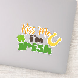 St. Patrick's Day, Clovers, Kiss Me I bin irisch Aufkleber