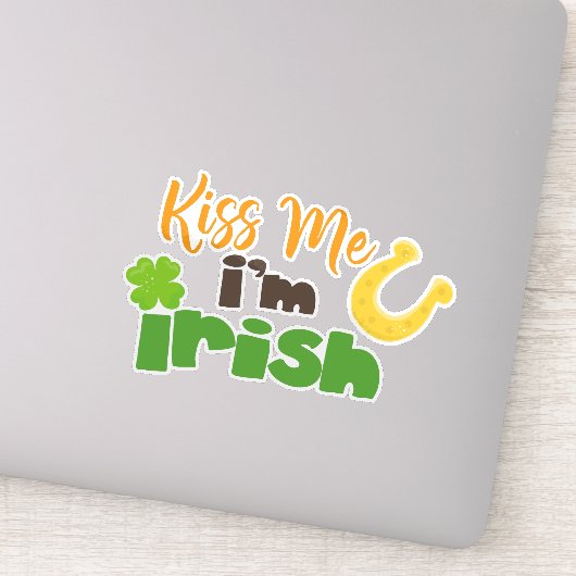St. Patrick's Day, Clovers, Kiss Me I bin irisch Aufkleber (Detail)