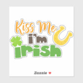 St. Patrick's Day, Clovers, Kiss Me I bin irisch Aufkleber (Blatt)
