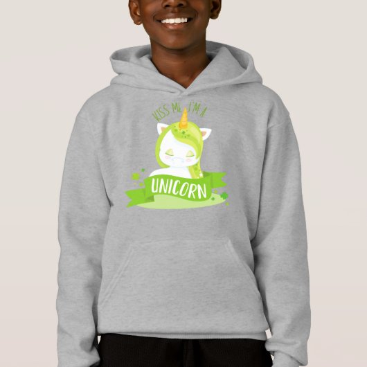 St. Patrick's Day, Clovers, Kiss Me I'm Unicorn Hoodie (Vorderseite)
