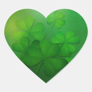 St. Patrick's Day - Clovers/Kleeblatts Herz-Aufkleber