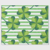 St. Patrick's Day Clovers Trendy Stripes Geschenkpapier (Flach)