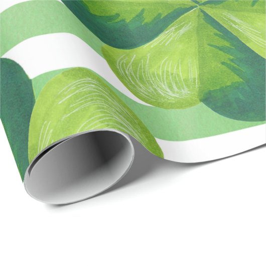 St. Patrick's Day Clovers Trendy Stripes Geschenkpapier (Rolleneckpunkt)