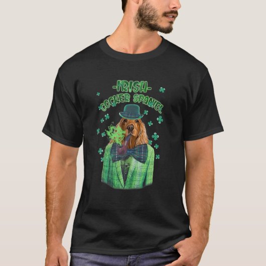 St. Patrick's Day Cocker Spaniel Dog Kleeblatt Clo T-Shirt (Vorderseite)