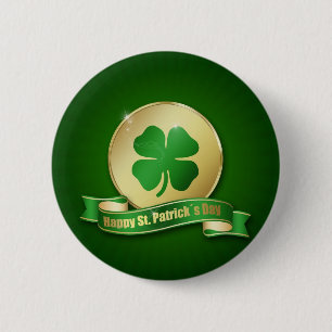 St. Patrick's Day Coin Kleeblatt Button