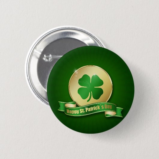 St. Patrick's Day Coin Kleeblatt Button (Vorne & Hinten)