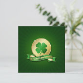 St. Patrick's Day Coin Kleeblatt Einladung (Stehend Vorderseite)