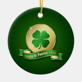 St. Patrick's Day Coin Kleeblatt Keramikornament