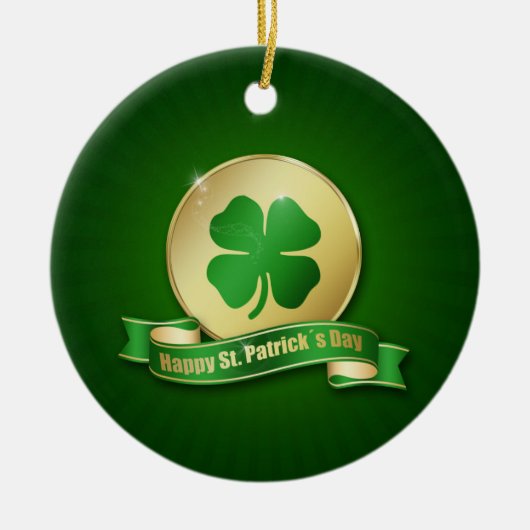 St. Patrick's Day Coin Kleeblatt Keramikornament (Vorne)