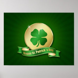 St. Patrick's Day Coin Kleeblatt Poster