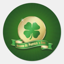 St. Patrick's Day Coin Kleeblatt Runder Aufkleber