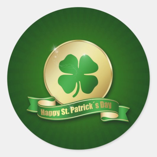 St. Patrick's Day Coin Kleeblatt Runder Aufkleber (Vorderseite)