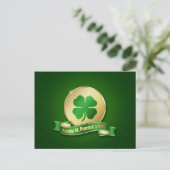St. Patrick's Day Coin Shamrock Postkarte (Stehend Vorderseite)