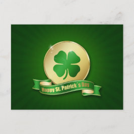 St. Patrick's Day Coin Shamrock Postkarte