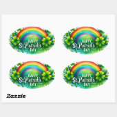 St Patricks Day Colorful Rainbow Illustration Ovaler Aufkleber (Blatt)