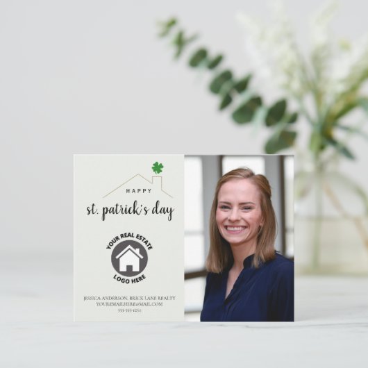 St. Patrick's Day Contact Info Realty Postkarte (Stehend Vorderseite)