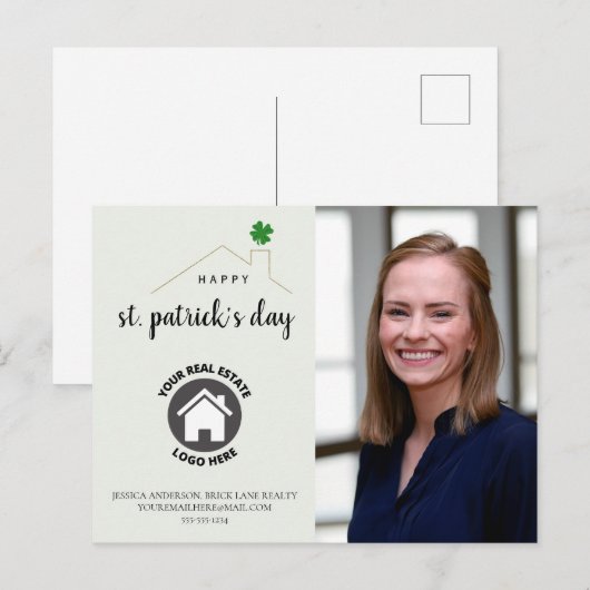 St. Patrick's Day Contact Info Realty Postkarte (Vorne/Hinten)