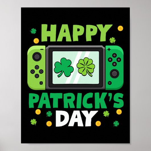 St Patricks Day Controller Video Game Kids Boy Tod Poster (Vorne)