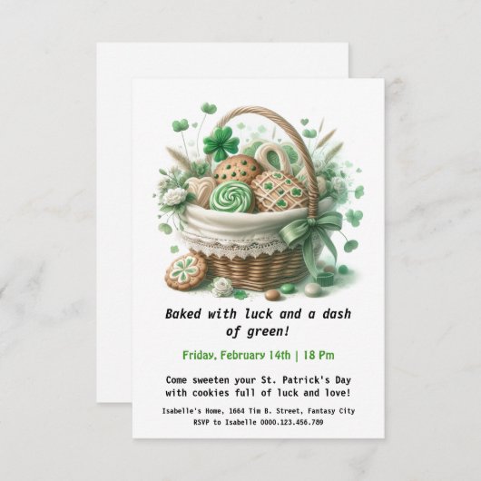 St. Patricks Day Cookies - Sweet Luck & Liebe Einladung (Vorne/Hinten)