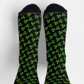 St Patricks Day Cooles Kleeblatt Muster Green Blac Socken (Oben)