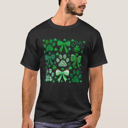 St Patricks Day Coquette Bow Dog Lover Irish Girl T-Shirt (Vorderseite)