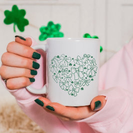 St. Patrick's Day Coquette Clover Herz Kaffeetasse