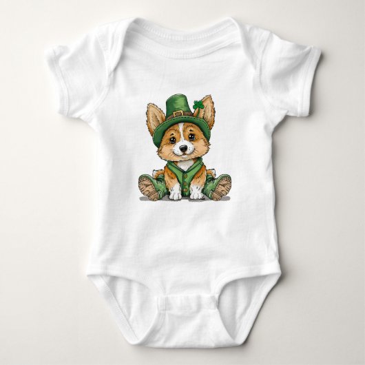 St. Patrick's Day Corgi Dog Baby Strampler (Vorderseite)