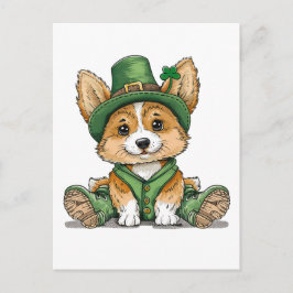 St. Patrick's Day Corgi Dog Feiertagspostkarte